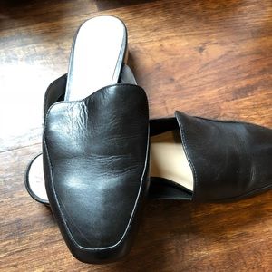 Sole Society Black Leather Mules